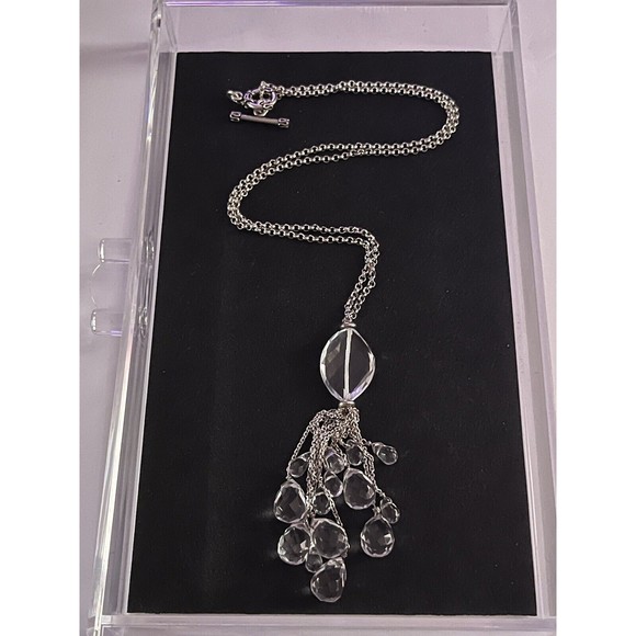 STERLING SILVER Crystal Rock NECKLACE 23” W/Bracelet 7.5” Set - Picture 11 of 16